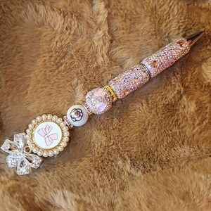 Elegant Bejeweled Pen with Bow Accent